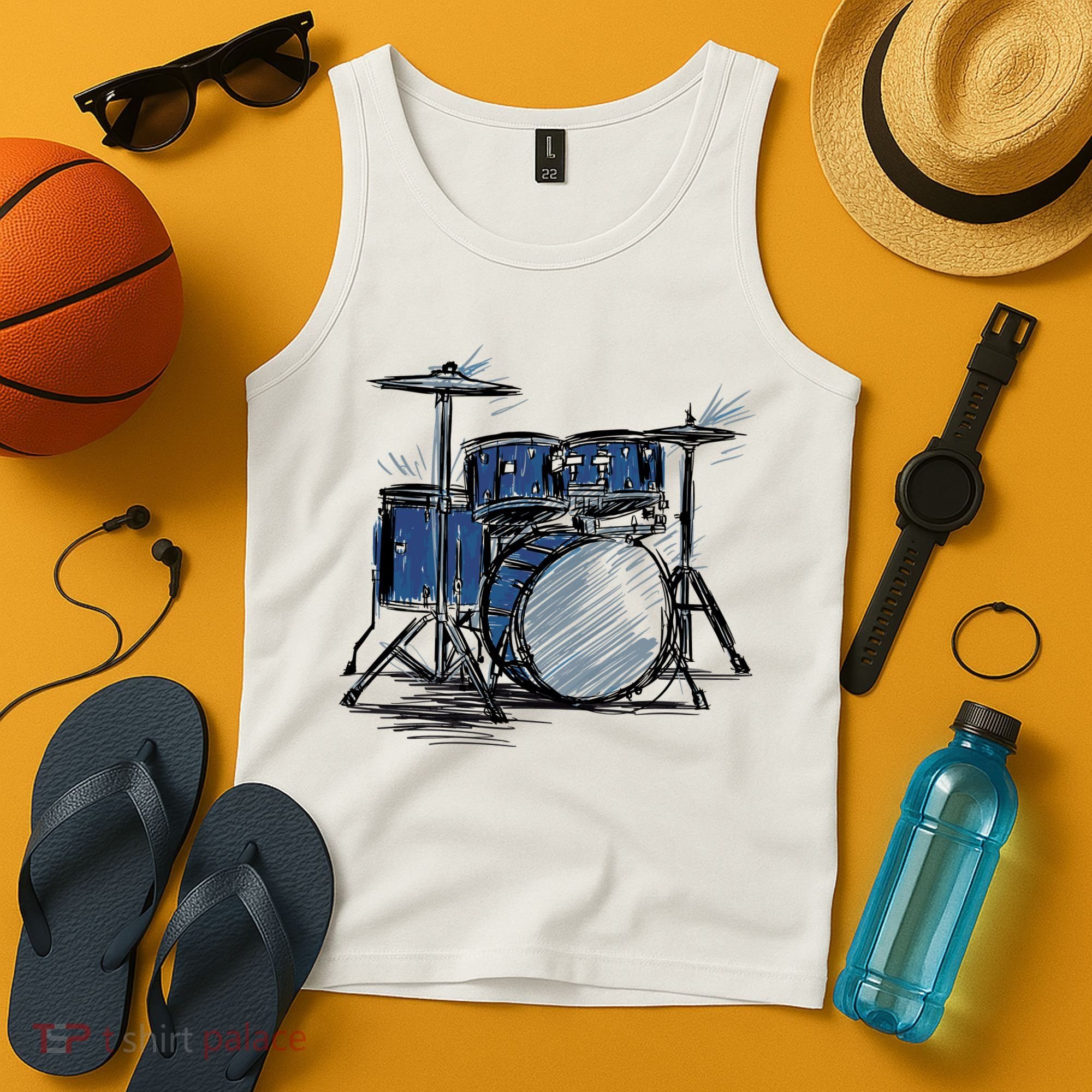 Drum Kit Sketch Music Tank Top