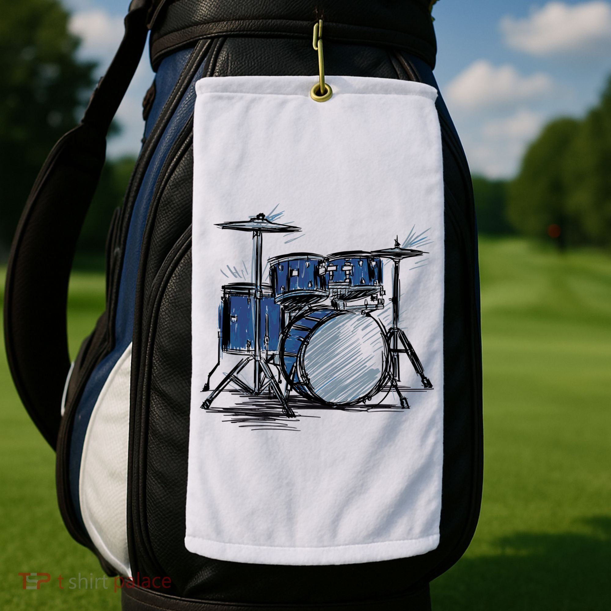 Drum Kit Sketch Music Golf Towel