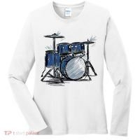 Drum Kit Sketch Music Women's Long Sleeve Shirt thumb 0
