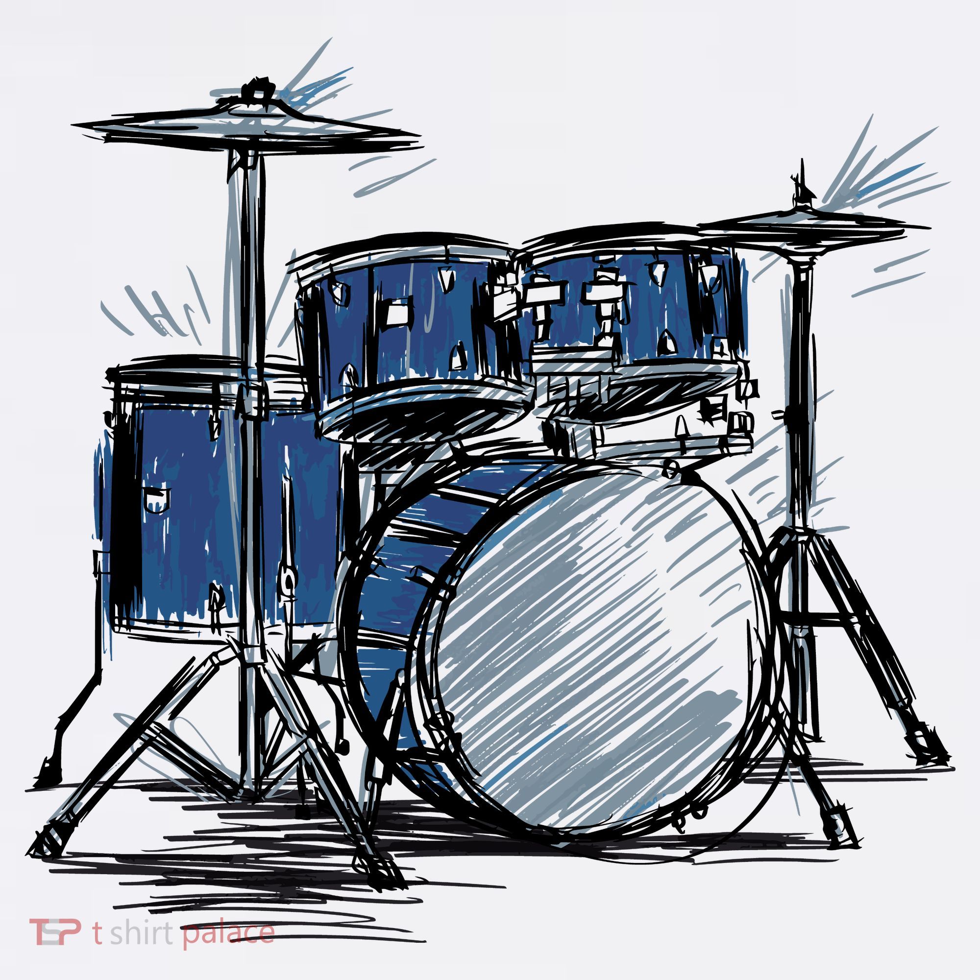 Drum Kit Sketch Music Women's Long Sleeve Shirt