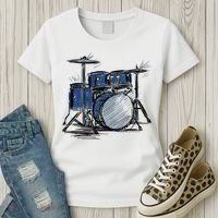 Drum Kit Sketch Music Women's T-Shirt thumb 3