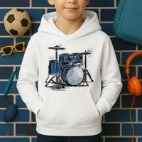 Drum Kit Sketch Music Kids Hoodie thumb 2