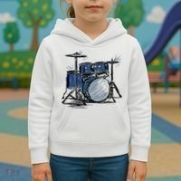 Drum Kit Sketch Music Kids Hoodie thumb 3
