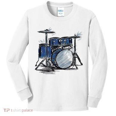 Drum Kit Sketch Music Kids Long Sleeve Shirt