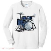 Drum Kit Sketch Music Kids Long Sleeve Shirt thumb 0