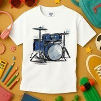 Drum Kit Sketch Music Kids T-Shirt thumb 3