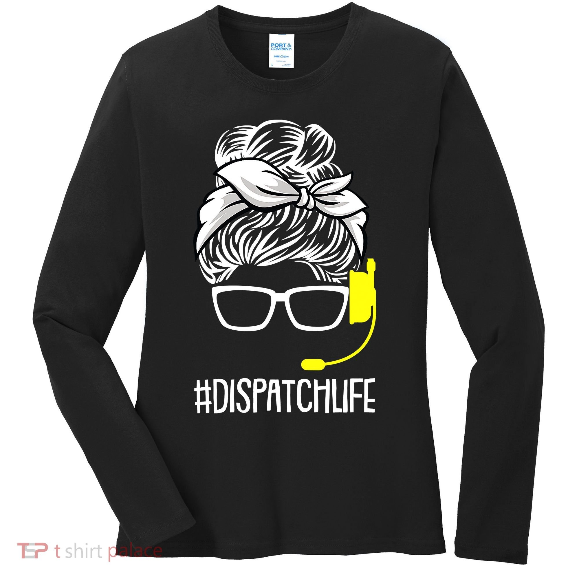 Dispatch Life 911 Dispatcher Thin Gold Line Operator Women's Long Sleeve Shirt
