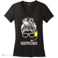 Dispatch Life 911 Dispatcher Thin Gold Line Operator Women's V-Neck T-Shirt thumb 0