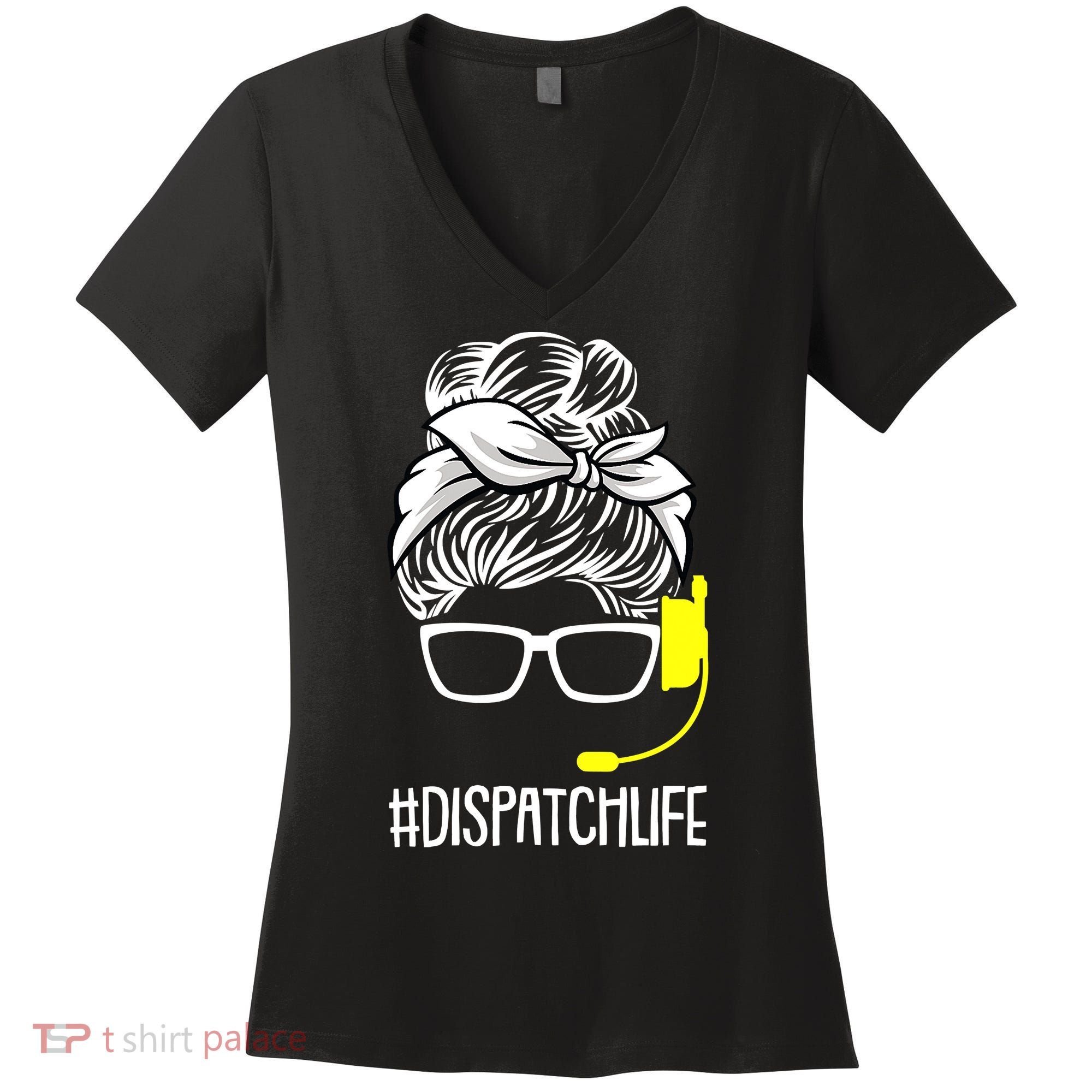 Dispatch Life 911 Dispatcher Thin Gold Line Operator Women's V-Neck T-Shirt