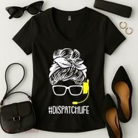 Dispatch Life 911 Dispatcher Thin Gold Line Operator Women's V-Neck T-Shirt thumb 2