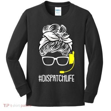 Dispatch Life 911 Dispatcher Thin Gold Line Operator Kids Long Sleeve Shirt