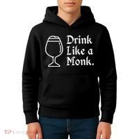 Drink Like A Monk, For Belgian Crafts Beer Lovers Kids Hoodie thumb 4