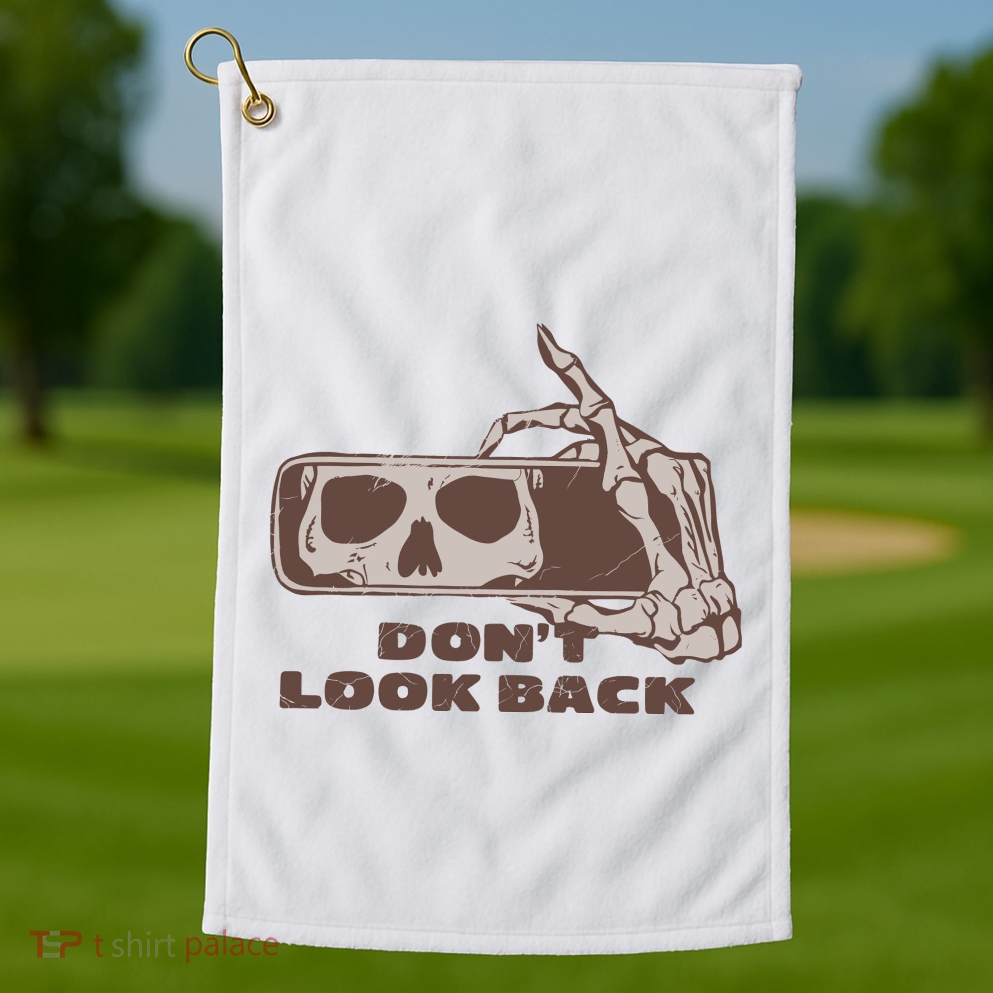 DonT Look Back Skeleton Car Mirror Transparent Golf Towel