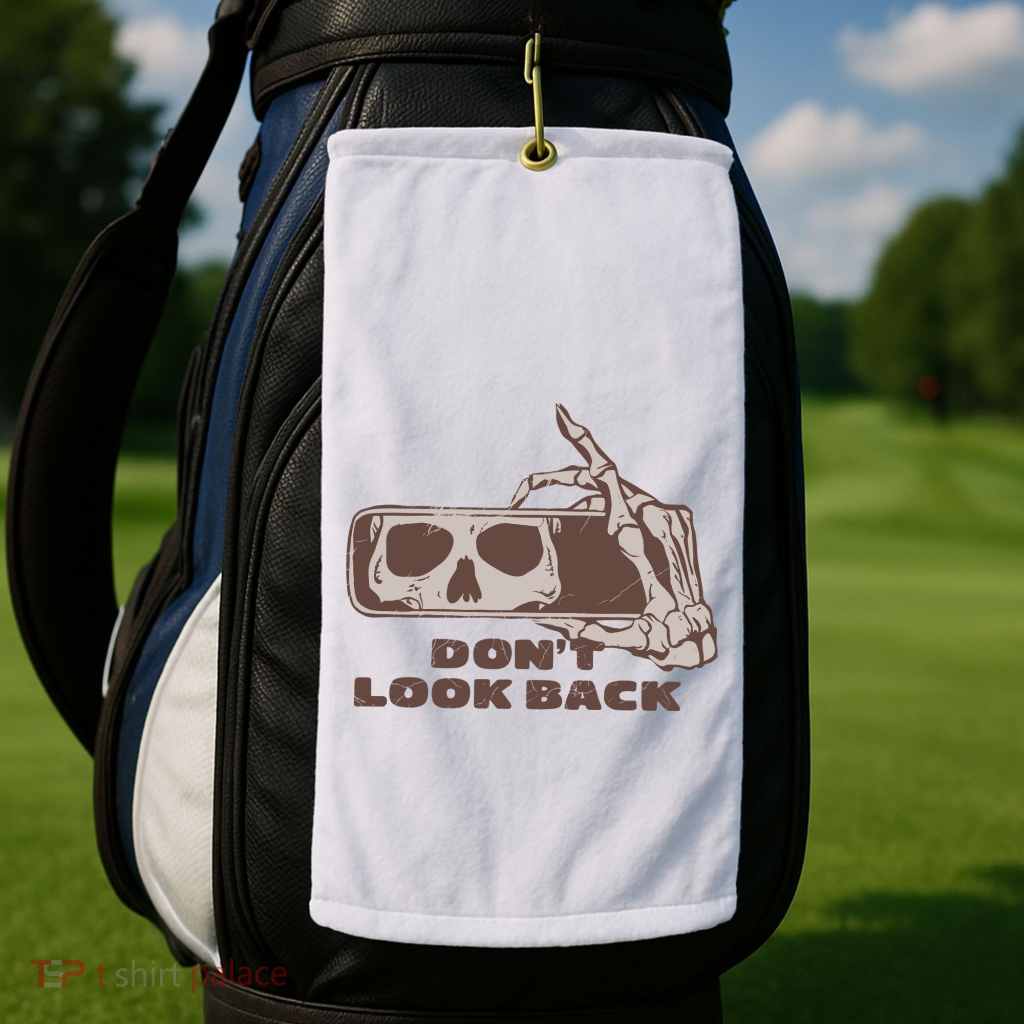 DonT Look Back Skeleton Car Mirror Transparent Golf Towel