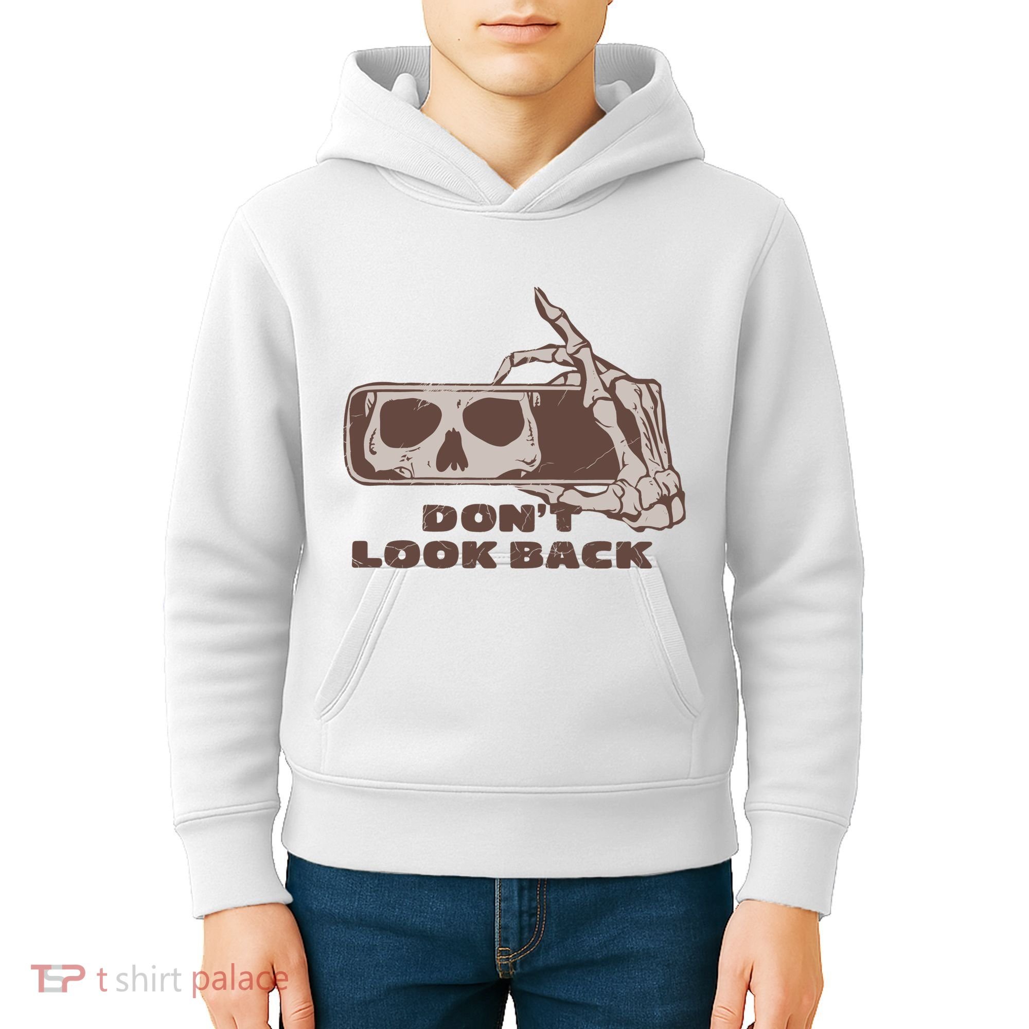 DonT Look Back Skeleton Car Mirror Transparent Kids Hoodie