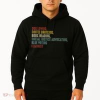 Dog Loving Coffee Drinking Book Reading Social Justice Hoodie thumb 2