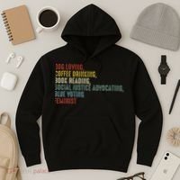 Dog Loving Coffee Drinking Book Reading Social Justice Hoodie thumb 3