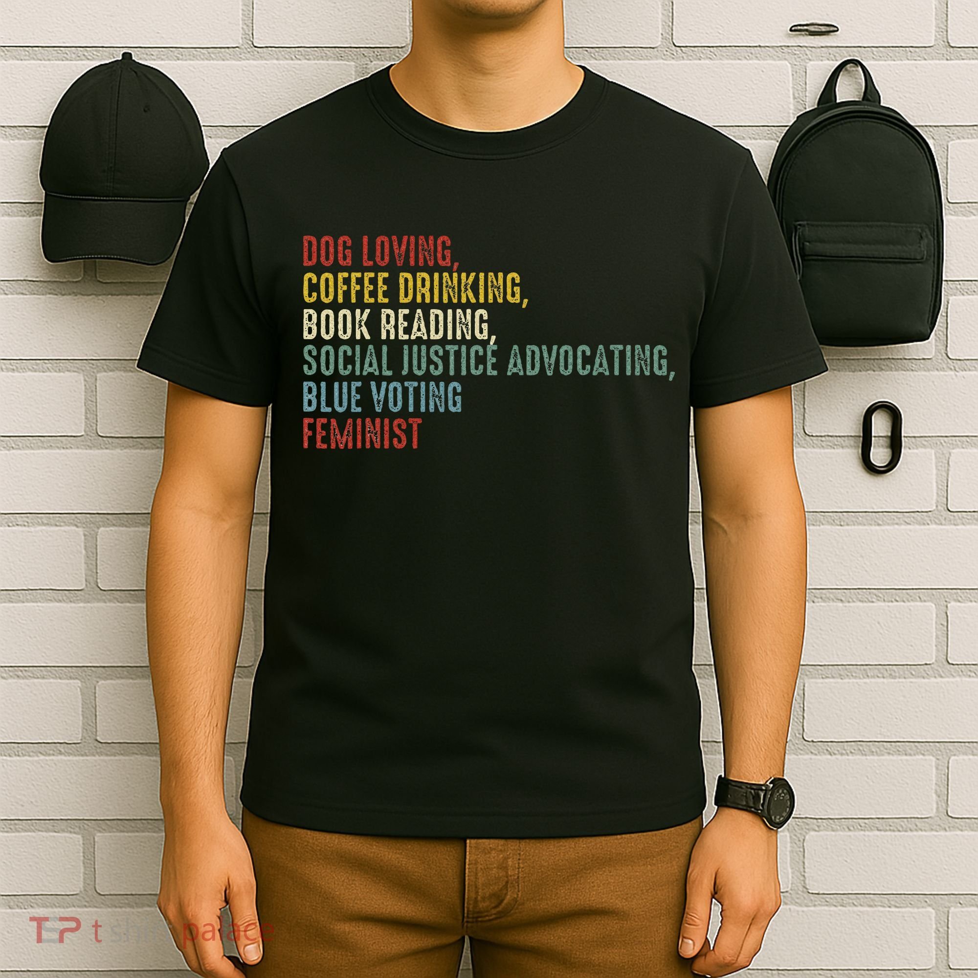 Dog Loving Coffee Drinking Book Reading Social Justice T-Shirt