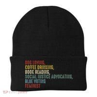 Dog Loving Coffee Drinking Book Reading Social Justice Beanie thumb 0