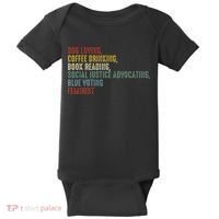 Dog Loving Coffee Drinking Book Reading Social Justice Baby Bodysuit thumb 0
