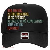 Dog Loving Coffee Drinking Book Reading Social Justice Hat thumb 0