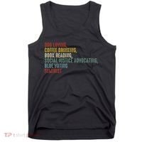 Dog Loving Coffee Drinking Book Reading Social Justice Tank Top thumb 0