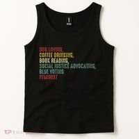 Dog Loving Coffee Drinking Book Reading Social Justice Tank Top thumb 2