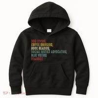 Dog Loving Coffee Drinking Book Reading Social Justice Kids Hoodie thumb 0