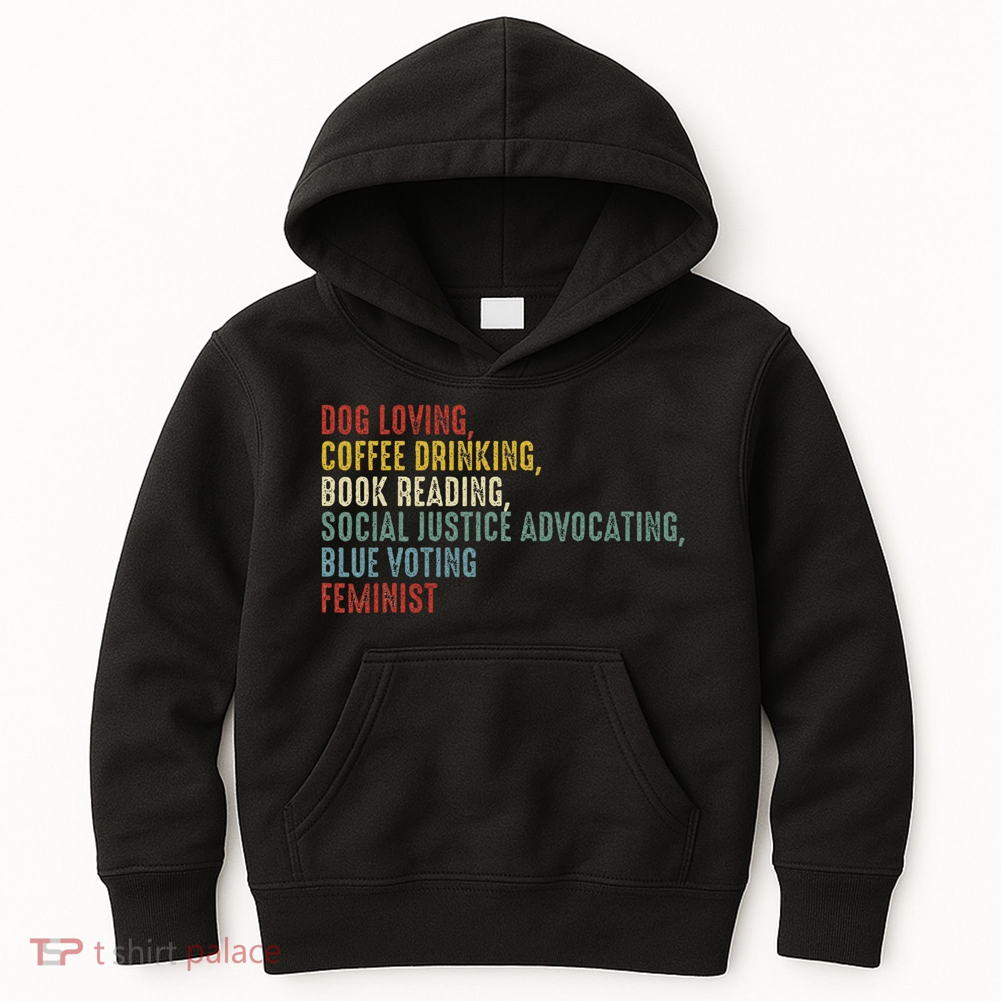Dog Loving Coffee Drinking Book Reading Social Justice Kids Hoodie