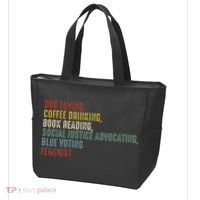 Dog Loving Coffee Drinking Book Reading Social Justice Tote Bag thumb 3