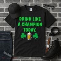 Drink Like Champion Today St Patricks Day Irish Drinking Tall T-Shirt thumb 3