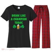 Drink Like Champion Today St Patricks Day Irish Drinking Women's Flannel Pajama Set thumb 0
