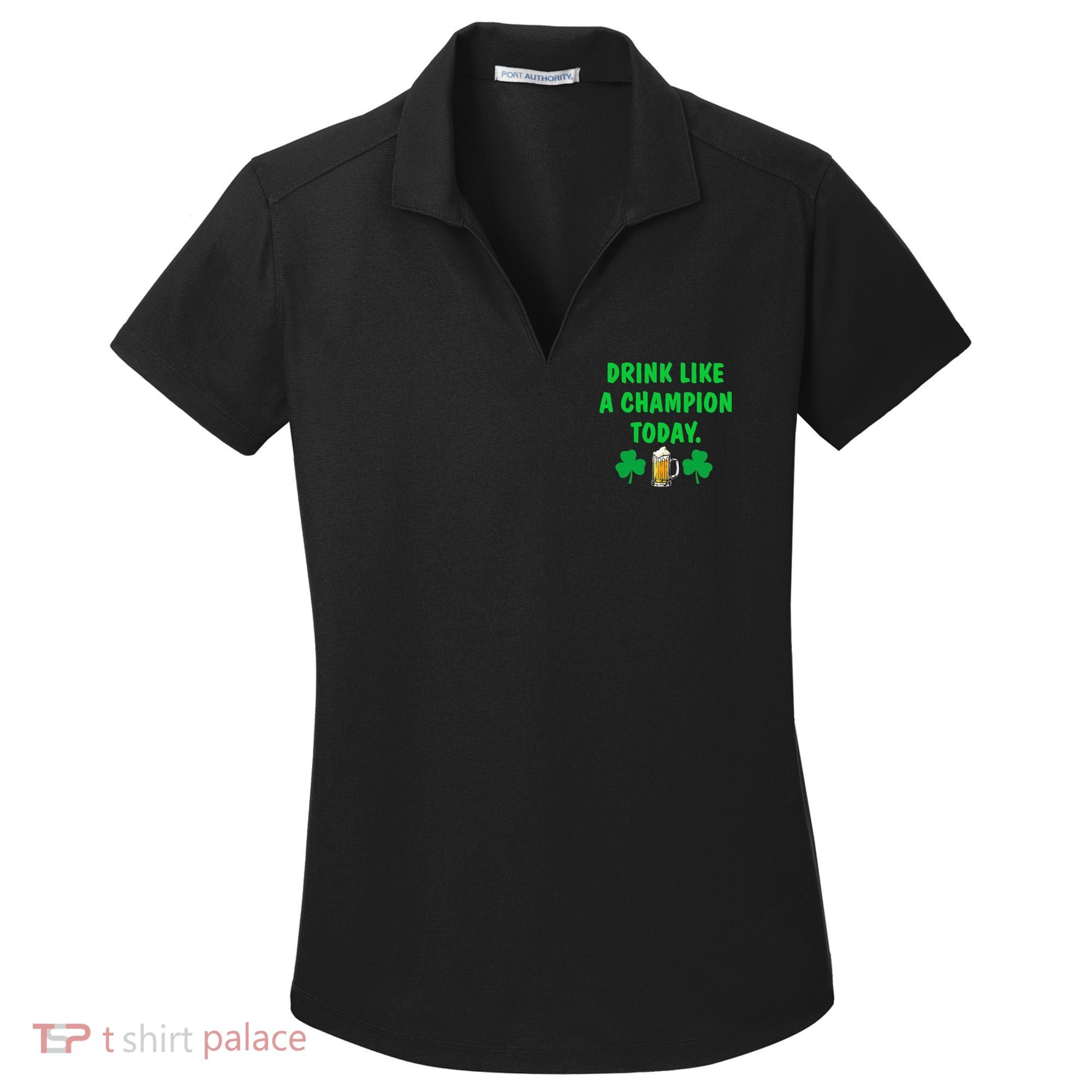 Drink Like Champion Today St Patricks Day Irish Drinking Women's Dry Zone Grid Polo