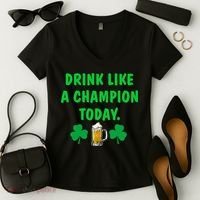 Drink Like Champion Today St Patricks Day Irish Drinking Women's V-Neck T-Shirt thumb 2