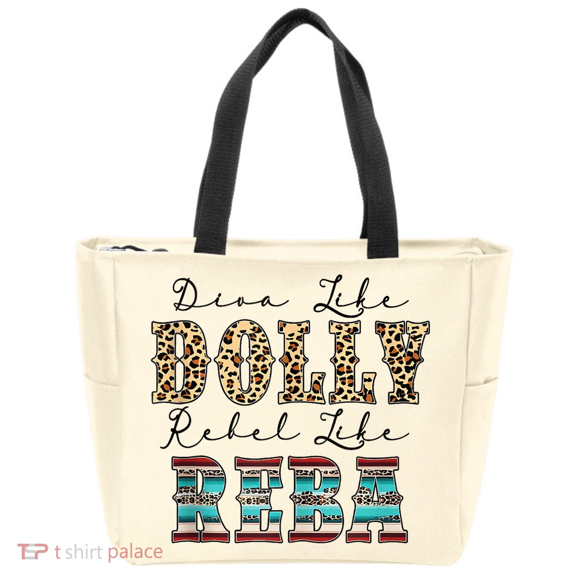 Diva Like Dolly Rebel Like Reba Leopard Texture Style Tote Bag