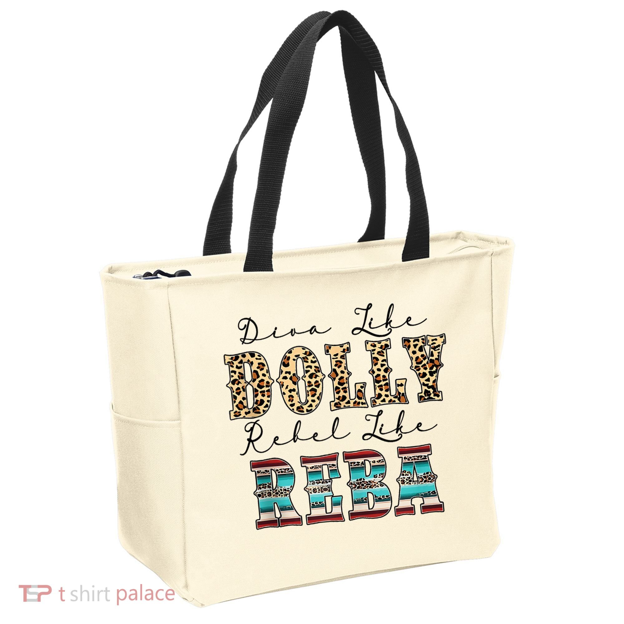 Diva Like Dolly Rebel Like Reba Leopard Texture Style Tote Bag