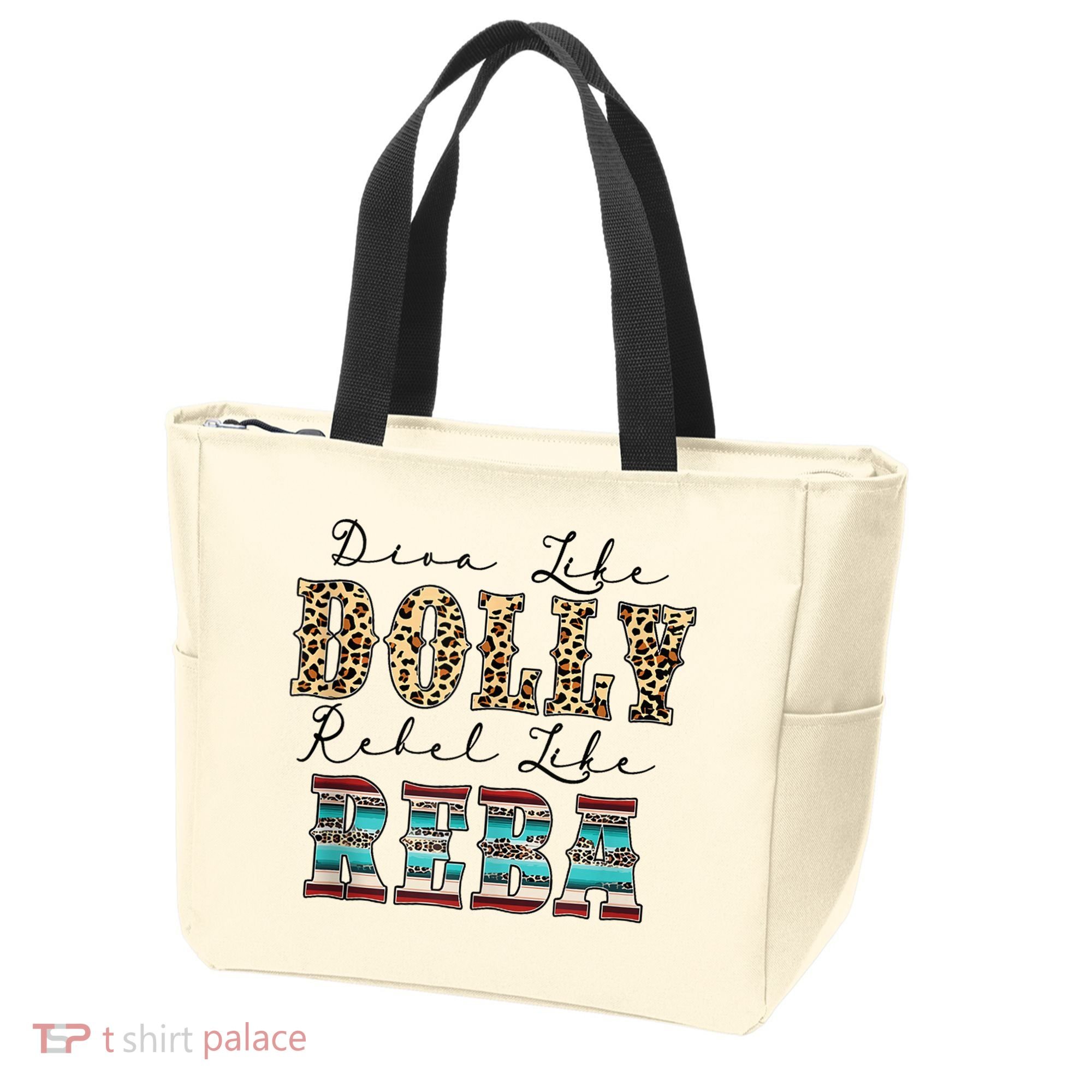 Diva Like Dolly Rebel Like Reba Leopard Texture Style Tote Bag
