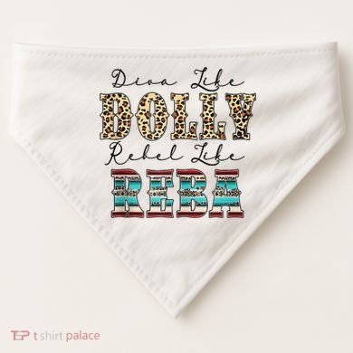 Diva Like Dolly Rebel Like Reba Leopard Texture Style USA-Made Doggie Bandana