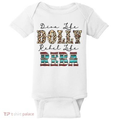 Diva Like Dolly Rebel Like Reba Leopard Texture Style Baby Bodysuit