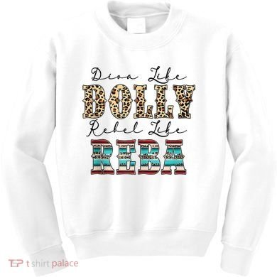 Diva Like Dolly Rebel Like Reba Leopard Texture Style Kids Sweatshirt