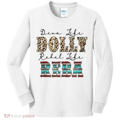Diva Like Dolly Rebel Like Reba Leopard Texture Style Kids Long Sleeve Shirt