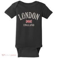 Distressed London England Uk Flag Baby Bodysuit thumb 0
