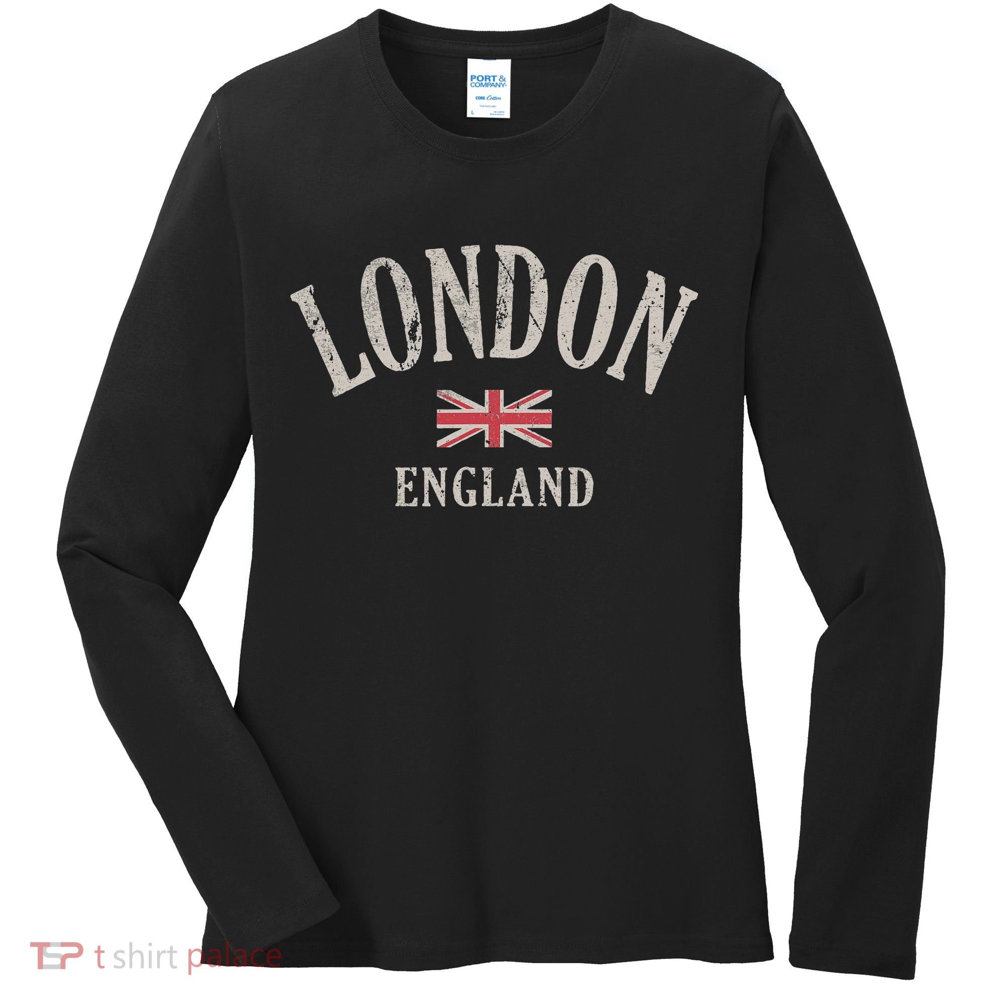 Distressed London England Uk Flag Women's Long Sleeve Shirt