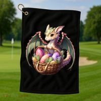 Dragon  Lover - Easter Eggs Basket Golf Towel thumb 1