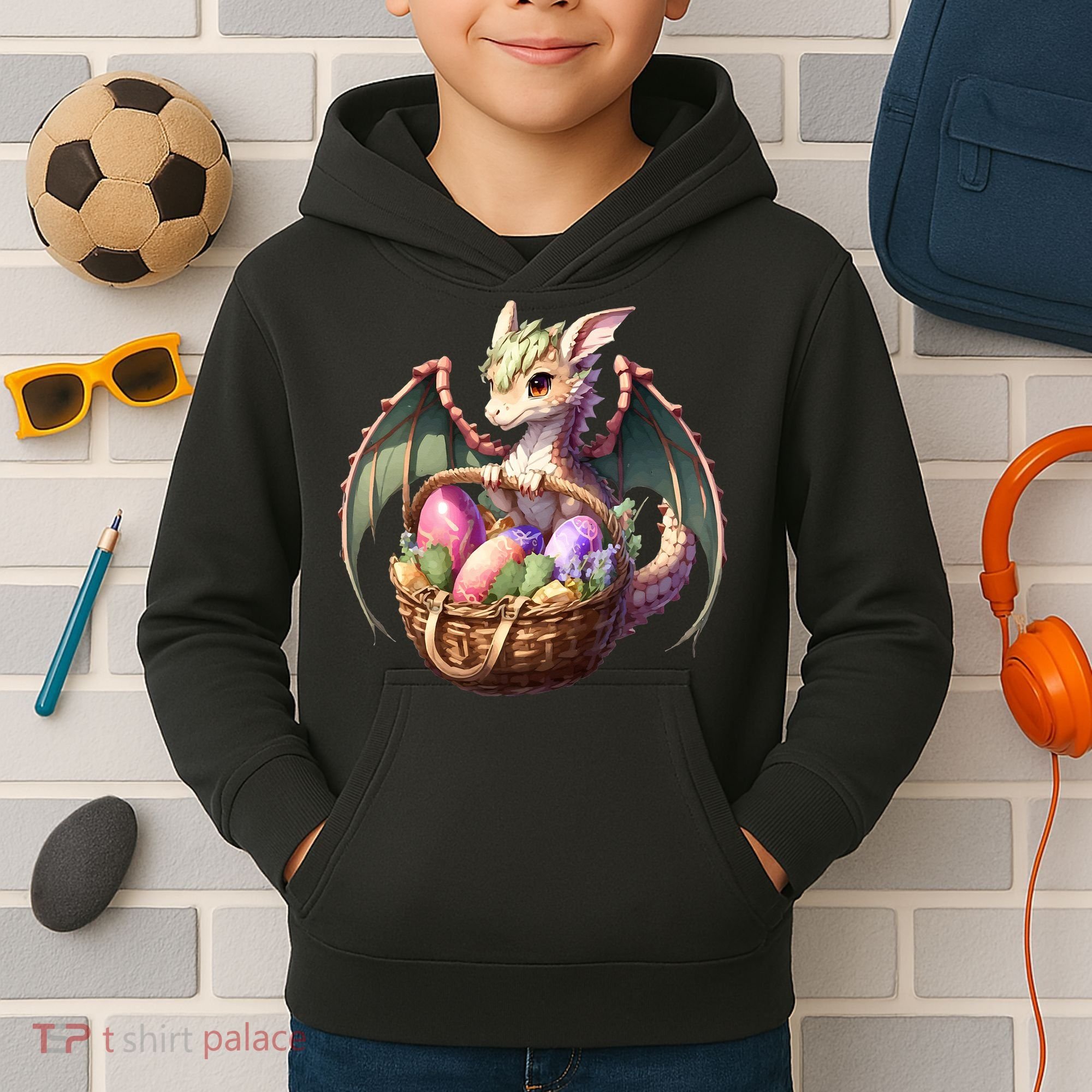 Dragon  Lover - Easter Eggs Basket Kids Hoodie