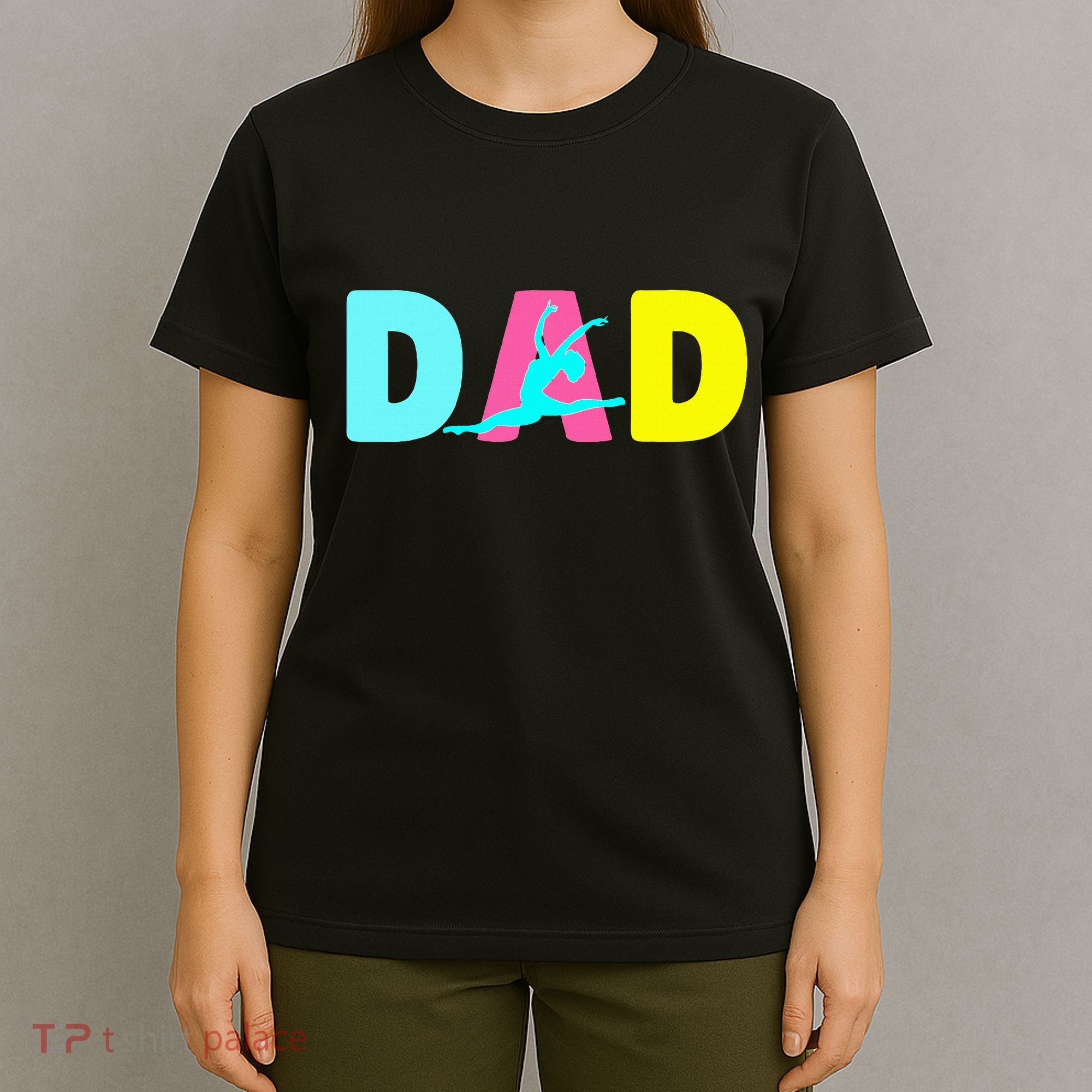 Dad Little Gymnast Girl Birthday Gymnastics Themed Party T-Shirt