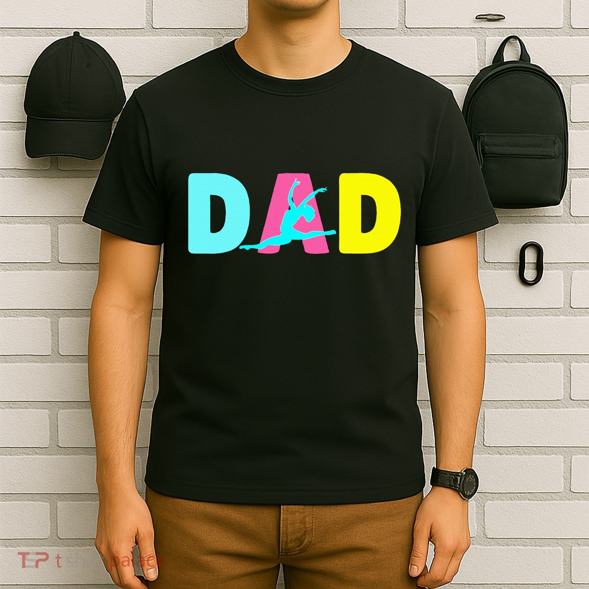 Dad Little Gymnast Girl Birthday Gymnastics Themed Party T-Shirt