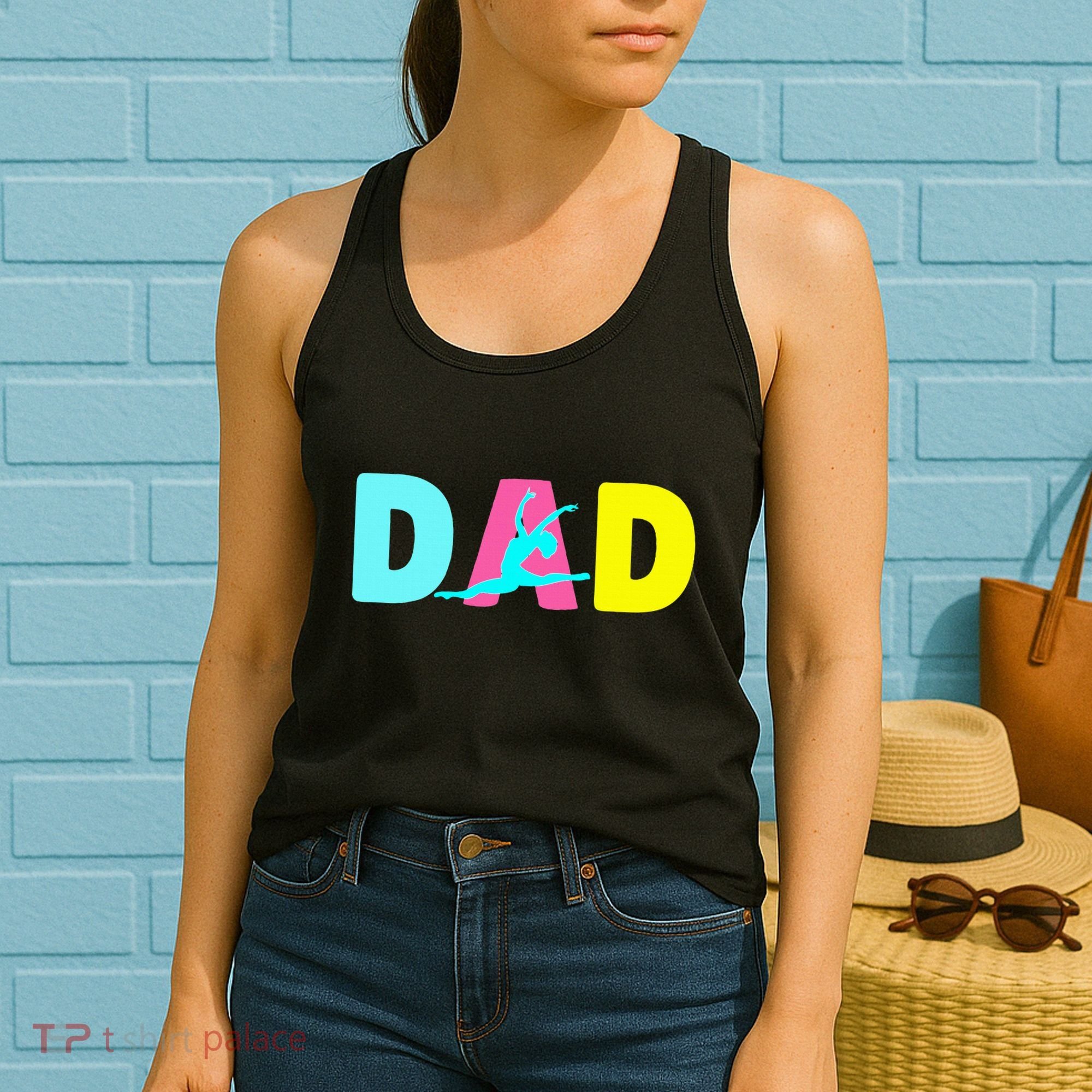 Dad Little Gymnast Girl Birthday Gymnastics Themed Party Women's Tank Top