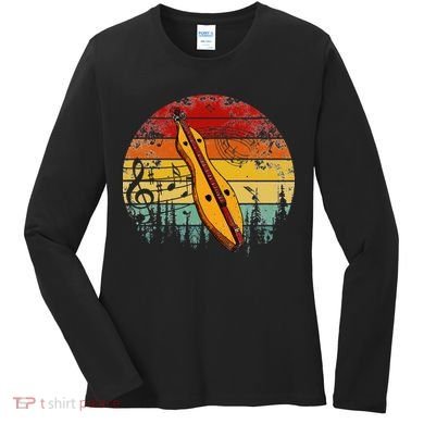Dulcimer Lovers Guitar Retro Design Dulcimer Funny Women's Long Sleeve Shirt