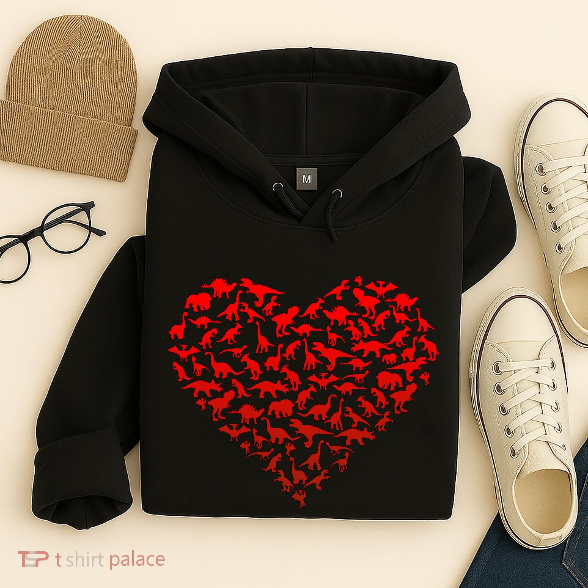 Dinosaur Love Heart Cute Valentines Day Hoodie